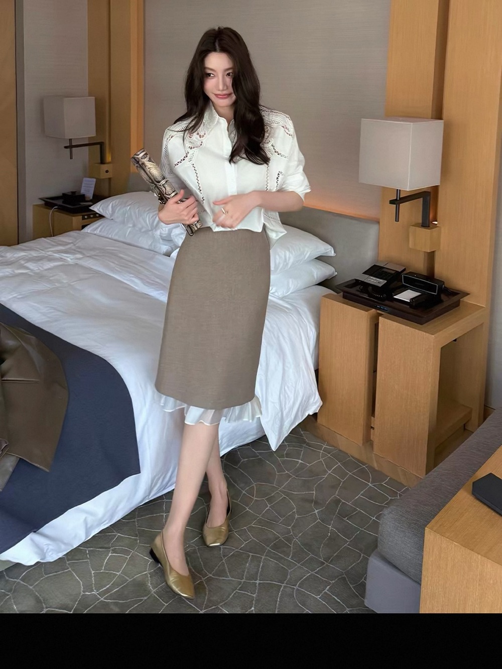 Classic Taupe Pencil Skirt - Elegant Everyday Look
